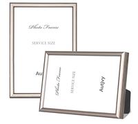 Autjvy 4x6 Picture Frame Champagne Brushed Modern Simple Thin Aluminum Metal Photo Frame with HD Real Glass, Display for Tabletop and Wall Collage. (2 Pack)
