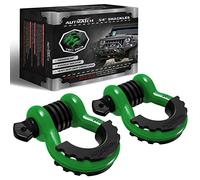 AUTMATCH 3/4" D Ring Shackles (2 Pack) 41,887Ibs Break Strength with 7/8" Screw Pin and Shackle Isolator Washers Kit for Tow Strap Winch Off Road Vehicle Recovery Dark Green & Black
