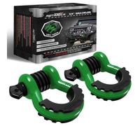 AUTMATCH 3/4" D Ring Shackles (2 Pack) 41,887Ibs Break Strength with 7/8" Screw Pin and Shackle Isolator Washers Kit for Tow Strap Winch Off Road Vehicle Recovery Dark Green & Black
