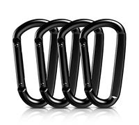 AUTMATCH Carabiner Clips, 3" Carbon Steel Spring Snap Hook Caribeener Clips Buckle Pack Grade Heavy Duty Carabiners Quick Link for Camping, Fishing, Hiking, Traveling, Platy Black, 4 Pack