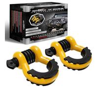 AUTMATCH D Ring Shackle 3/4" Shackles (2 Pack) 41,887Ibs Break Strength with 7/8" Screw Pin and Shackle Isolator Washers Kit for Tow Strap Winch Off Road Vehicle Recovery Yellow & Black