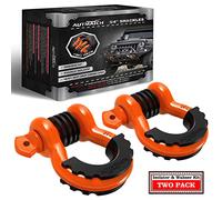 AUTMATCH D Ring Shackle 3/4" Shackles (2 Pack) 41,887Ibs Break Strength with 7/8" Screw Pin and Shackle Isolator Washers Kit for Tow Strap Winch Off Road Vehicle Recovery Orange