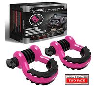 AUTMATCH D Ring Shackle 3/4" Shackles (2 Pack) 41,887Ibs Break Strength with 7/8" Screw Pin and Shackle Isolator Washers Kit for Tow Strap Winch Off Road Vehicle Recovery Pink & Black