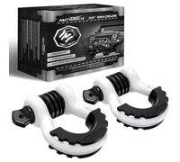 AUTMATCH D Ring Shackle 3/4" Shackles (2 Pack) 41,887Ibs Break Strength with 7/8" Screw Pin and Shackle Isolator Washers Kit for Tow Strap Winch Off Road Vehicle Recovery White & Black