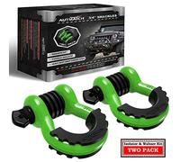 AUTMATCH D Ring Shackle 3/4" Shackles (2 Pack) 41,887Ibs Break Strength with 7/8" Screw Pin and Shackle Isolator Washers Kit for Tow Strap Winch Off Road Vehicle Recovery Green & Black