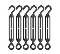 AUTMATCH M6 Turnbuckle Hook and Eye - Black Turnbuckle 304 Stainless Steel for Heavy Duty Wire Rope Tension Cable Railing Hardware Kit, 6Pcs