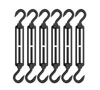 AUTMATCH M6 Turnbuckle Hook and Hook - Black Turnbuckle 304 Stainless Steel for Heavy Duty Wire Rope Tension Cable Railing Hardware Kit, 6Pcs