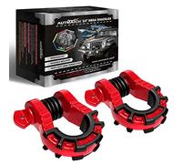 AUTMATCH Shackles 3/4" D Ring Shackle (2 Pack) 68,000Ibs Break Strength with 7/8" Screw Pin and Shackle Isolator & Washers Kit for Tow Strap Winch Off Road Vehicle Recovery Red