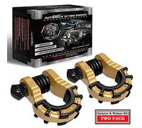 AUTMATCH Shackles 3/4" D Ring Shackle (2 Pack) 68,000Ibs Break Strength with 7/8" Screw Pin and Shackle Isolator & Washers Kit for Tow Strap Winch Off Road Vehicle Recovery Gold & Black