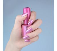 AUTMORAN New Mirror Nail Polish - Create Dazzling Nail Art Designs Colors Trends 2023 with Chrome and Unpeelable Drawable Liner -20ml (Mirror-Pink)
