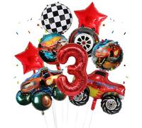 Auto 3rd Birthday Party Decorations - Wheels Foil Balloons Happy Birthday Car Party Decorations Racing Theme Helium Balloons for Kids & Baby Showers