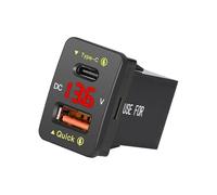 Auto Accesories for 2009-2019 Type-C USB Car Cellphone Charging Port with Voltmeter Power Socket Adapter Port