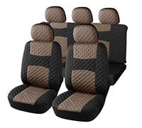 Auto Accessori Lupex - A20 Universal Car Seat Covers, Beige Black, Quilted Polyester Fabric, Front & Rear Seat Protector Set, Zipped Seat Covers