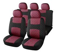 Auto Accessori Lupex - A20 Universal Car Seat Covers, Fuchsia Black, Quilted Polyester Fabric, Front & Rear Seat Protector Set, Zipped Seat Covers