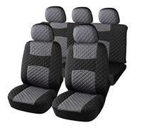 Auto Accessori Lupex - A20 Universal Car Seat Covers Grey Black Polyester Fabric Quilted Front & Rear Seat Protector Set Zip Cover