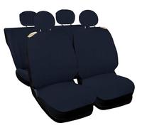 Auto Accessori Lupex Car Seat Covers Compatible with Cinquecento 500, Made in Italy, Polycotton Fabric, Front and Rear Sets (Blue with Full Back Back)