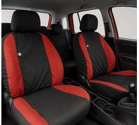 Auto Accessori Lupex Car Seat Covers Compatible with Panda from 2012 Onwards, Made in Italy, Polycotton Fabric, Complete Set (Black - Red, 02 - Rear Backrest 50e50)