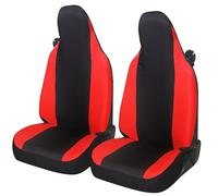 Auto Accessori Lupex Car Seat Covers Compatible with Smart Fortwo, 450 451 and 453, 1 2 3 Series, Polycotton Fabric (Black - Red)