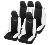 Auto Accessori Lupex Universal Car Seat Covers, Racing Model, Set of Covers for Front and Rear Seats, Polycotton (Black - White)