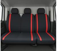 Auto Accessori Lupex Universal Car Seat Covers for Vans and Trucks, 3 Seaters, Front 2+1 Compatible with Armrest (Black - Red, LS30 Polyester)