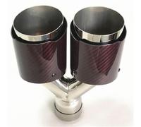 Auto Accessories Car Modification Universal Dual Sandy Exhaust Pipe Muffler Tip Red Carbon Fiber Series Car Exhaust Tip Muffler Tail Pipe Exhaust Pipe Cap(70MM IN- 89MM OUT)