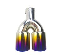 Auto Accessories Car Styling Mufflers Exhaust Tail Throat Pipe Tip Universal Stainless Steel Multi-size Dual Outlet Auto Muffler 51mm 63mm Tail Pipe Exhaust Pipe Cap(Blue 54MM)