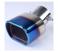Auto Accessories Universal Square Exhaust Muffler Tip Stainless Steel Pipe Chrome Trim Modified Car Rear Tail Throat Exhause Liner Tail Pipe Exhaust Pipe Cap(Blue bend)