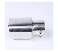 Auto Accessories Universal Square Exhaust Muffler Tip Stainless Steel Pipe Chrome Trim Modified Car Rear Tail Throat Exhause Liner Tail Pipe Exhaust Pipe Cap(Silver straight)