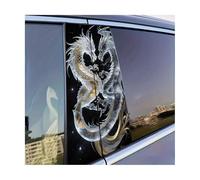 Auto Accessory 2pcs Car Center Column Decal Two Dragons in The Starry Sky Glossy Material Protective Film