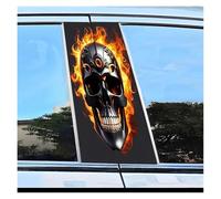 Auto Accessory 2pcs Car Door Pillar Decoration Sticker Flaming Skull Pattern Scratch Resistant Film