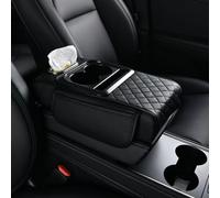 Auto Armrest Cushion for Honda Civic 9th Generation 2012-2026, Multifunctional Interior Organizer With Dual Cup Holder Phone Storage,A/Black