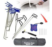 Auto Body Dent Removal Tool16 dent repair hooksPush and Pull Rod，Hail Damage Removal Tools Comes with hammer air bag leveling penSuitable for most cars and trucks