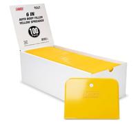 Auto Body Filler Yellow Spreaders (Pack of 100) - Size 6" Reusable Plastic Spreader for Automotive Fillers, Putties, Glazes, Caulks and Paint - Easy Application (6")