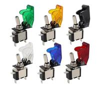 Auto Car Boat Truck 12V20A LED Toggle Switch Light Illuminated 3pin ON Off with Aircraft Flip Up Cover Guard Red Green IDGTTLDF(White switch,100 Sets)