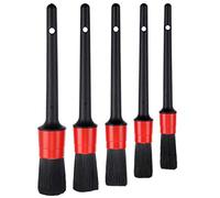 Auto Car Detailing Brush | Set Of 5 Different Brush sizes Made Of Boar Hair Mixed With Synthetic Fiber | Gentle And Soft | Handle Holes For Hanging | Great For Wet and Dry Use | Remove The Dust