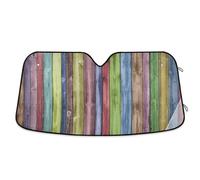 Auto Car Front Sunshade Foldable Visor Vehicle Blocker UV Rays Windshield Automobile Window Heat Screen Protector Cover M Print Multicoloured Wood Vintage Colorful Wooden