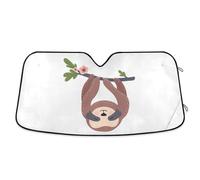 Auto Car Front Sunshade Foldable Visor Vehicle Blocker UV Rays Windshield Automobile Window Heat Screen Protector Cover M Print Sloth On Tree Trunk With Flowers