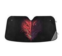 Auto Car Front Sunshade Foldable Visor Vehicle Blocker UV Rays Windshield Automobile Window Heat Screen Protector Cover S Print Angry Red Dragon Head On Black