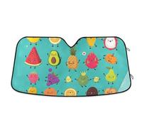 Auto Car Front Sunshade Foldable Visor Vehicle Blocker UV Rays Windshield Automobile Window Heat Screen Protector Cover M Print Various Fruits Colorful On Green Avocado Pineapple