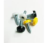 Auto Car Licence Plate Oversized Screws w/ Covers, 2x White, 2x Black, 2x Yellow