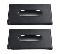 Auto Car Sun Visor Tissue Holder with PU Leather, 2 Pack Napkin Box Paper Towel Clip Holder for Organized and Space Saving Vehicle Interior (Black)