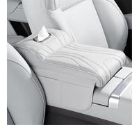 Auto Center Console Armrest Pad for FIAT Freemont/Idea/Linea/Multipla/Panda/Punto/Qubo, Multifunctional Pu Leather Car Armrest Box Mat Vehicle Armrest Protection Cover,White