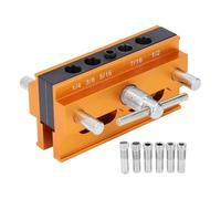 Auto - Centering Dowel Jig Kit | Adjustable 0.4-2.4 Inch Woodworking Guide | 6 Bushings for 1 / 4in / 5 / 16in / 3 / 8in Drill Bits | Aluminum Alloy Drilling Jig for Straight
