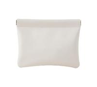 Auto Close Coin Purse, Squeeze Top Case | Waterproof PU Leather Makeup Case | Compact Organizer with Auto Lock for Headphones, Jewelry, Cables, White Big, riferimento alla descrizione, Please