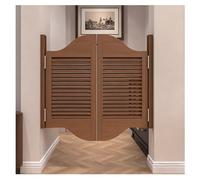 Auto Close Solid Wood Cafe Swinging DoorsDouble Half Partition Door for Hallway & Kitchen 98x100cm Brown Ideal for Restaurants & Homes