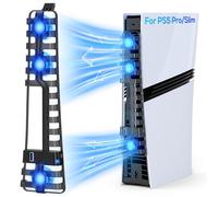 Auto Cooling Fan for PS5 Pro/PS5 Slim, USB 3.0 Port, Adjustable 3 Speed, with LED Light, Memory Function, Quiet and Efficient Cooling System for PS5 Pro/Slim Cooler