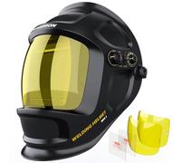 Auto Darkening Welding Helmet Large View 3.94" x 3.66", True Color Welding Hood Optical Clarity, 4 Arc Sensor Solar/Battery Powered, Wide Shade 3.5/5-9/9-13 Welder Mask for TIG MIG ARC Cut Grind