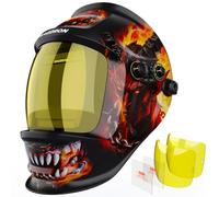 Auto Darkening Welding Mask Large View 3.94" x 3.66", True Color Welding Helmet Optical Clarity, 4 Arc Sensor Solar/Battery Powered, Wide Shade 3.5/5-9/9-13 Welding Hood for TIG MIG ARC Cut Grind