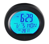 Auto Dashboard Clock with Temperature and Voltage Readings, Digital LCD Display with 12/24 Hour Format