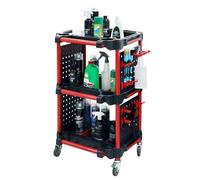 Auto Detailing Cart with Wheels,3 Tier Rolling Detail Cart with 4 Pieces Side Hanging Plate & Hooks,Car Wash Cart for Detailers Garage, Workshop, Repair Shop, Storage Tool